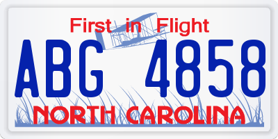 NC license plate ABG4858