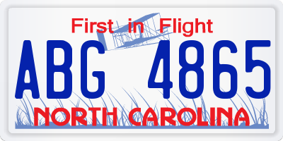 NC license plate ABG4865
