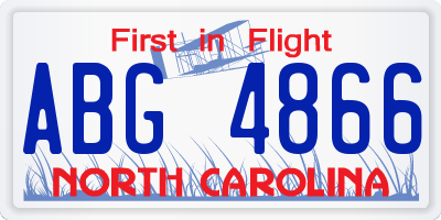 NC license plate ABG4866