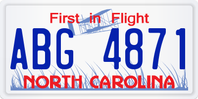 NC license plate ABG4871