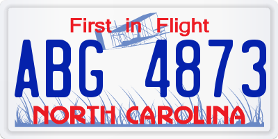 NC license plate ABG4873