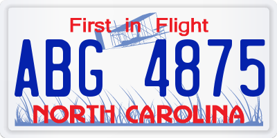 NC license plate ABG4875