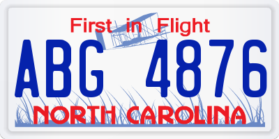 NC license plate ABG4876