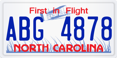 NC license plate ABG4878