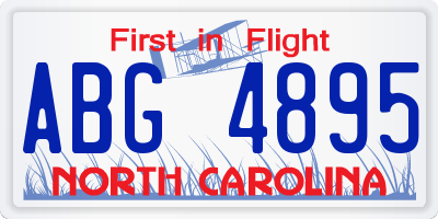 NC license plate ABG4895