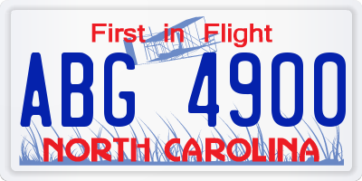 NC license plate ABG4900