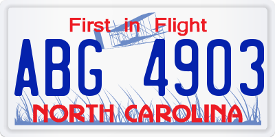 NC license plate ABG4903