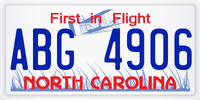NC license plate ABG4906