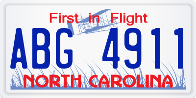 NC license plate ABG4911