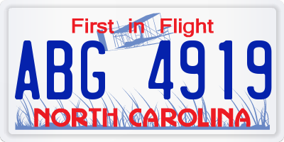 NC license plate ABG4919