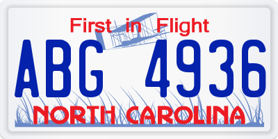 NC license plate ABG4936