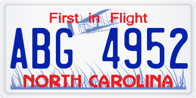 NC license plate ABG4952