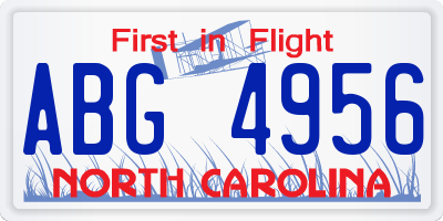 NC license plate ABG4956