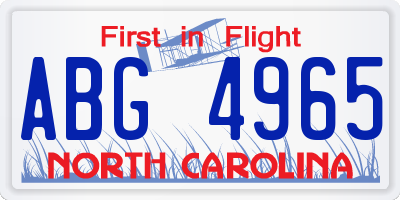 NC license plate ABG4965