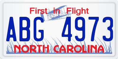 NC license plate ABG4973
