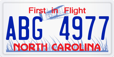 NC license plate ABG4977