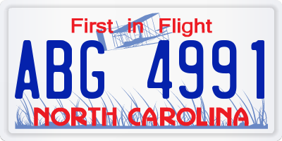 NC license plate ABG4991