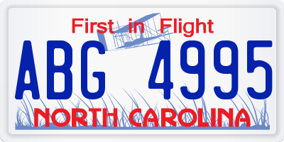 NC license plate ABG4995