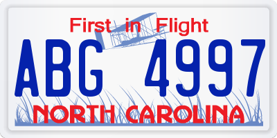 NC license plate ABG4997