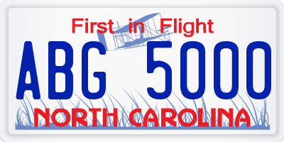 NC license plate ABG5000