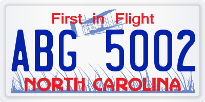 NC license plate ABG5002