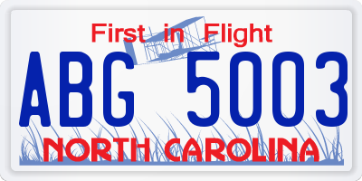NC license plate ABG5003