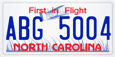 NC license plate ABG5004