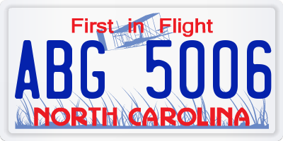 NC license plate ABG5006