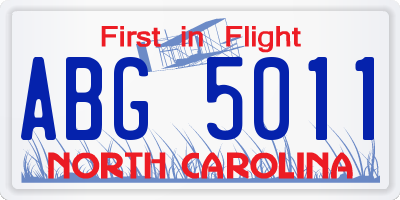 NC license plate ABG5011