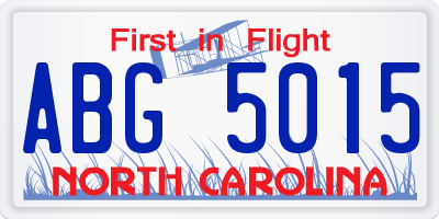 NC license plate ABG5015