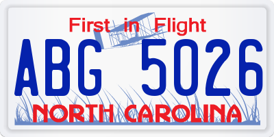 NC license plate ABG5026
