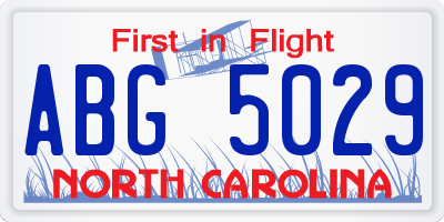 NC license plate ABG5029