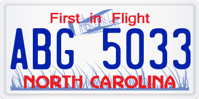 NC license plate ABG5033