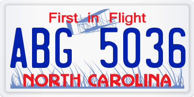 NC license plate ABG5036