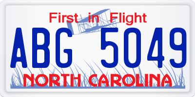 NC license plate ABG5049