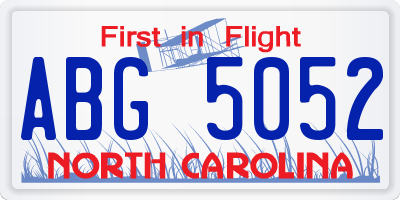 NC license plate ABG5052