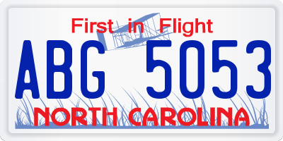 NC license plate ABG5053