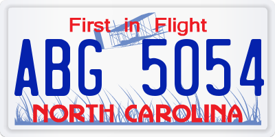 NC license plate ABG5054