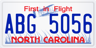 NC license plate ABG5056