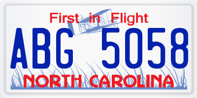 NC license plate ABG5058