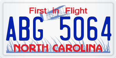 NC license plate ABG5064