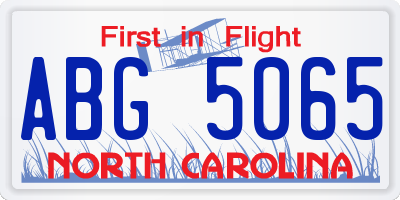 NC license plate ABG5065