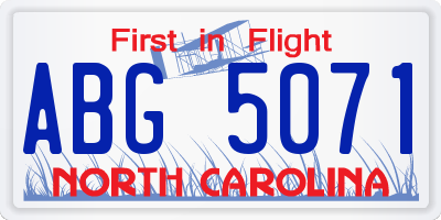 NC license plate ABG5071