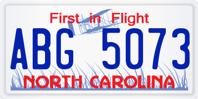 NC license plate ABG5073