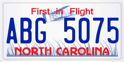NC license plate ABG5075