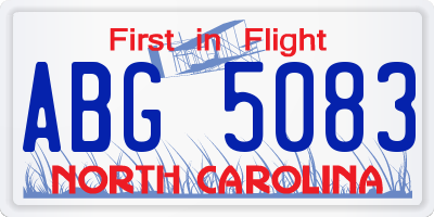 NC license plate ABG5083