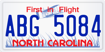 NC license plate ABG5084