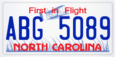 NC license plate ABG5089