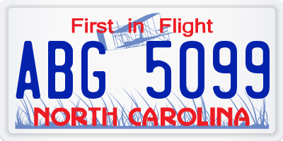 NC license plate ABG5099
