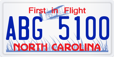 NC license plate ABG5100
